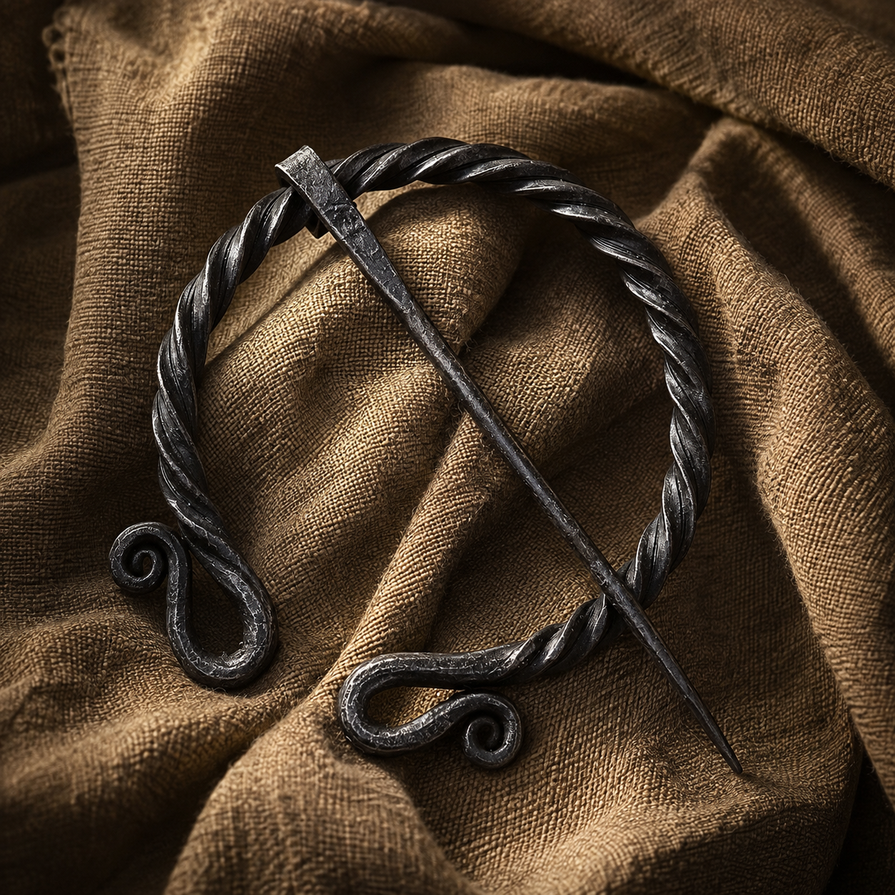 Fíbula Omega de Hierro Forjado | Broche Romano para Capa (8 cm)