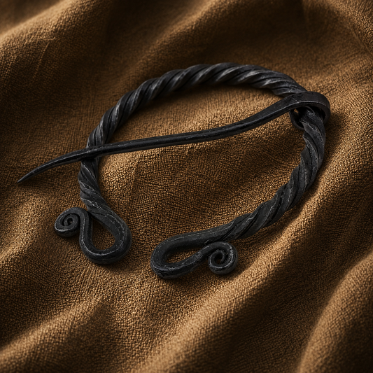 Fíbula Omega de Hierro Forjado | Broche Romano para Capa (8 cm)