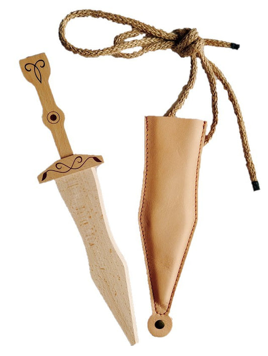 Pugio de madera con funda