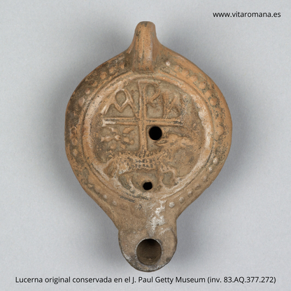 Frühchristliche römische Chi-Rho-Lampe mit Lamm