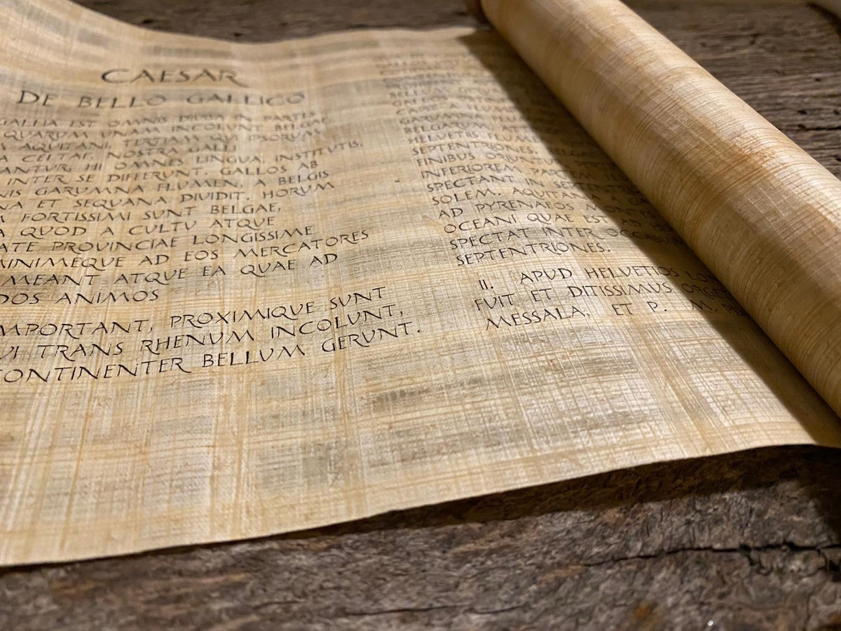 Incomplete Latin Scroll Papyrus scroll in Latin Caesar – Vita Romana